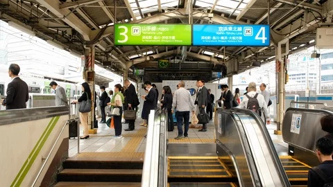 Commuters Waiting For Train Stock Footage 110041924