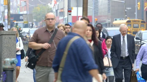 Commuters walk  to subway station Stock Footage 44265044