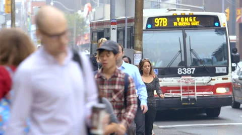 Commuters walk  to subway station Stock Footage 44265938