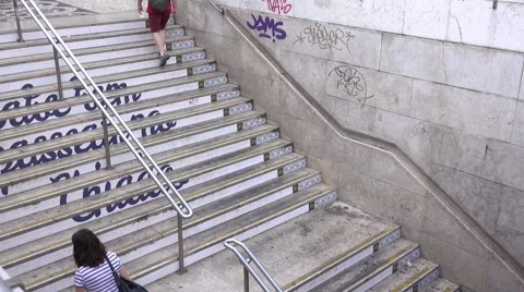 Commuters walking up stairs Stock Footage 64291485