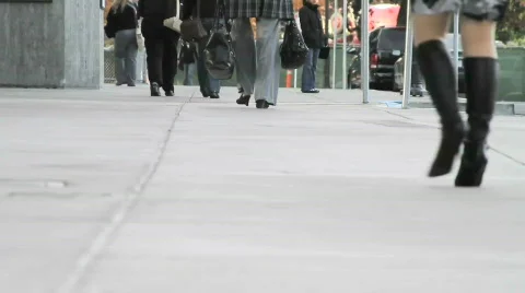 Commuters walking to the train station Stock Footage 554894