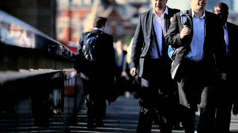 Commuters Walking to Walk Stock Footage 831216