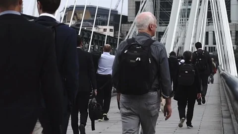 Commuters walking to work Stock Footage 95587204