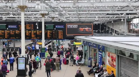 Commuters at Waverley Station Edinburgh Stock Footage 50184497