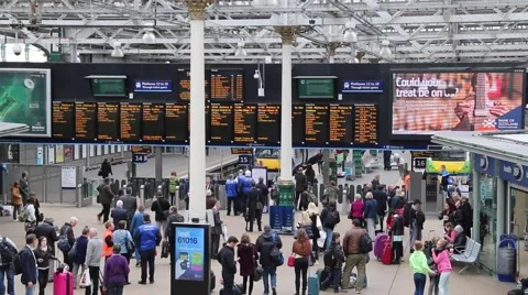 Commuters at Waverley Station Edinburgh Stock Footage 50184864