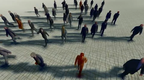 Commuters off to work, big crowd, pastel sketch Illustration