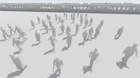 Commuters off to work, white colors Illustration
