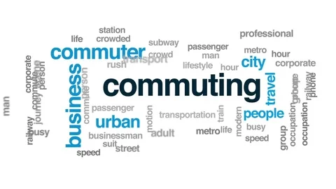 Commuting animated word cloud, text design animation. Stock Footage 74481152