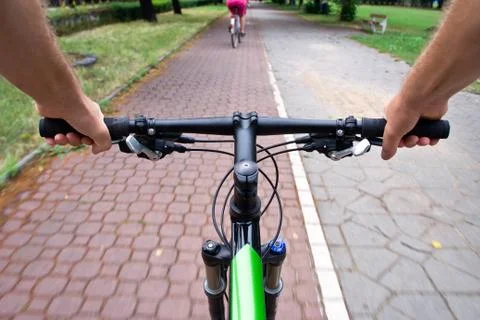 Commuting on bicycle path Stock-Fotos