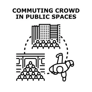 Commuting crowd moving between urban spaces Stock Illustration