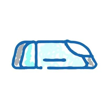 Commuting modern passenger train doodle style drawing Stock Illustration