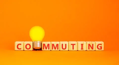 Commuting symbol. Concept word Commuting on beautiful wooden blocks. Beauti.. Stock Photos