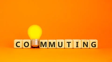 Commuting symbol. Concept word Commuting on beautiful wooden blocks. Beauti.. Stock Photos