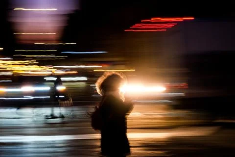 Commuting through streaks of light Stock Photos