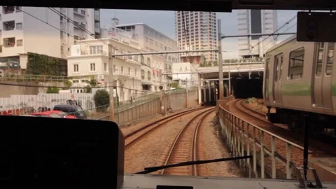 Commuting in Tokyo by train Stock Footage 104074177