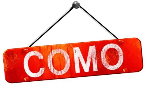 Como, 3D rendering, a red hanging sign Stock Illustration
