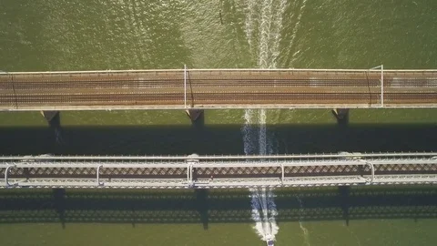 Como Bridge Boat Track Stock Footage 74894870