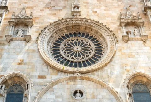 Como Cathedral west front view, Italy Stock Photos