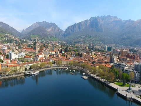 Como Lake - City of Lecco Stock Footage 74073200