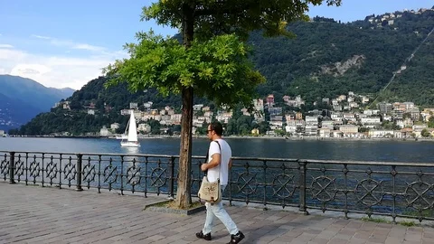 Como Lakefront view Stock Footage 94421496