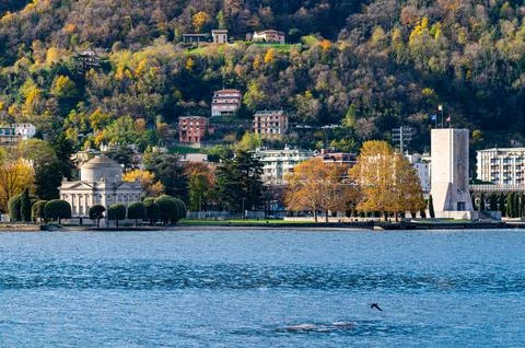 Como lakeside, Volta temple. Stock Photos