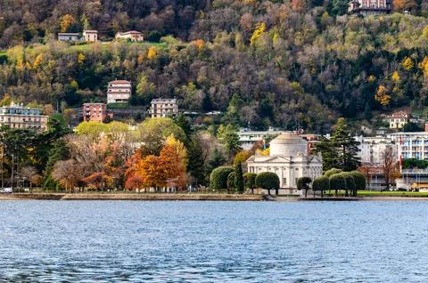 Como lakeside, Volta temple. Stock Photos