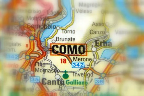 Como on a map Stock Photos