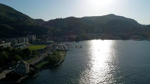 Como stadium and memorial monument, aerial view Stock Footage 107433723