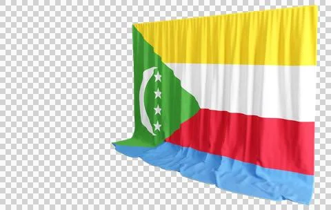 Comorian Flag Curtain in 3D Rendering Celebrating Comorian Heritage Stock Illustration