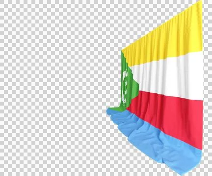 Comorian Flag Curtain in 3D Rendering Celebrating Comorian Heritage Illustrazione stock