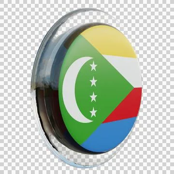 Comoros 3d illustration flag on pole. Wood flagpole Stock Illustration