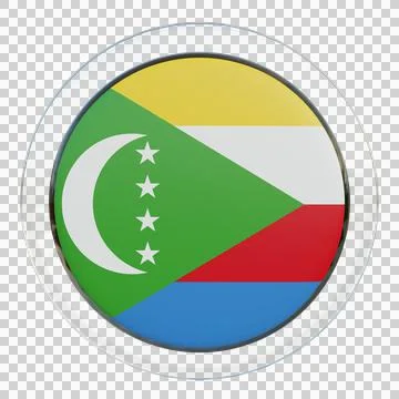 Comoros 3d illustration flag on pole. Wood flagpole Illustrazione stock