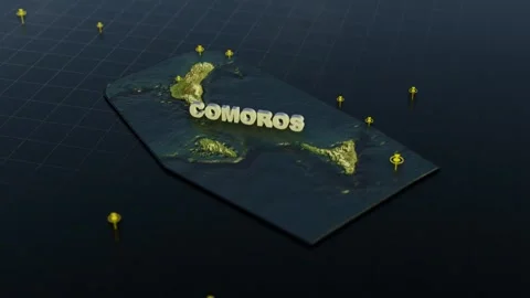 Comoros 3D Map With Animation Stock Footage 303182881