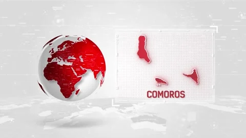 Comoros 4K Tech Map Beside Globe On White Background Stock Footage 338240418