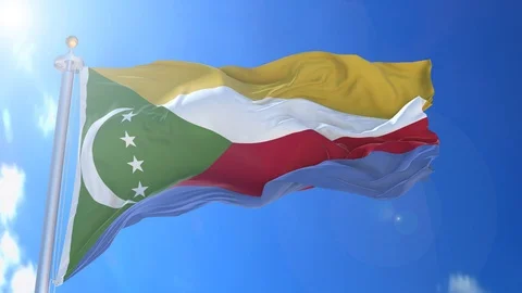 Comoros animated flag pack in 3D and isolated background Stock Footage 119931303