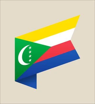 Comoros corner flag vector illustration. Modern vibrant flag emblem design .. Stock Illustration