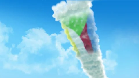 Comoros Flag 3D Render Animation Created with Colored Smoke Trails by Aircra 스톡 동영상 332305468