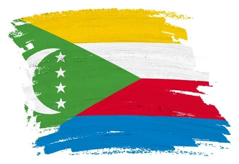 Comoros flag background paint splash brushstroke Stock Illustration