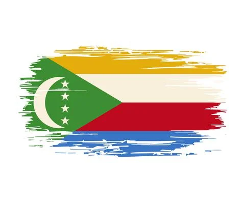 Comoros flag brush grunge background. Vector illustration. Stock Illustration