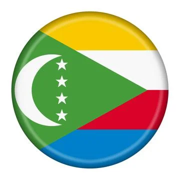 Comoros flag button 3d illustration with clipping path Stock Illustration