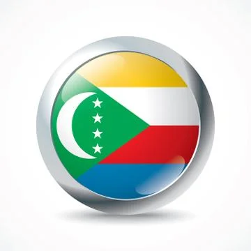 Comoros flag button Stock Illustration