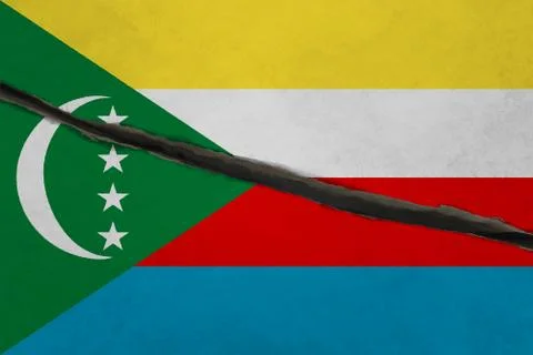 Comoros flag cracked Stock Illustration