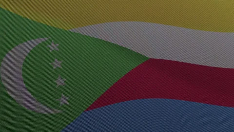 Comoros Flag Digital Particle Waving Seamless Loop Animation on Black Backg.. Stock Footage 339302364