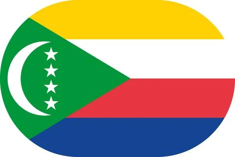 Comoros flag in flat oval design 库存插图