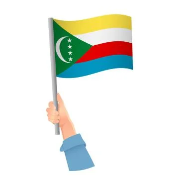 Comoros flag in hand icon Illustrazione stock