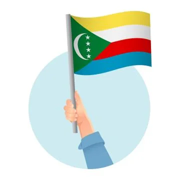 Comoros flag in hand icon 스톡 일러스트