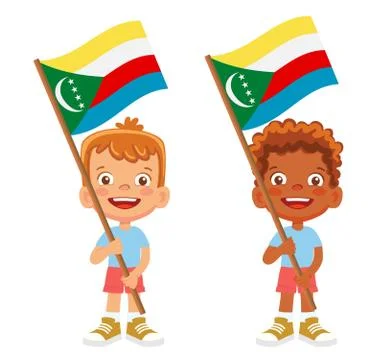Comoros flag in hand set Stock Illustration