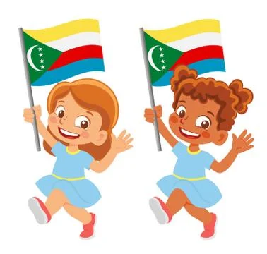 Comoros flag in hand set Stock Illustration