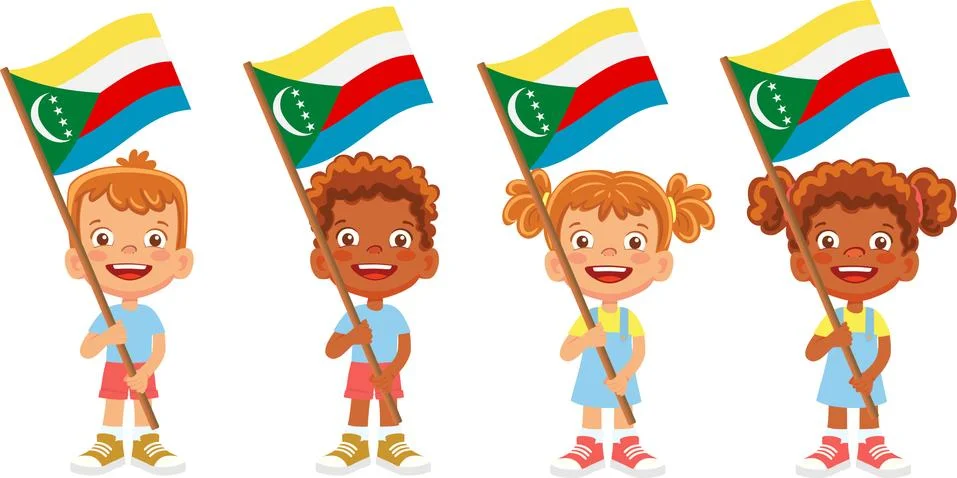Comoros flag in hand set Stock Illustration