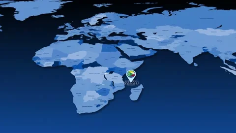 Comoros flag icon GPS location tracking animation on earth map Stockbeeldmateriaal 207579106